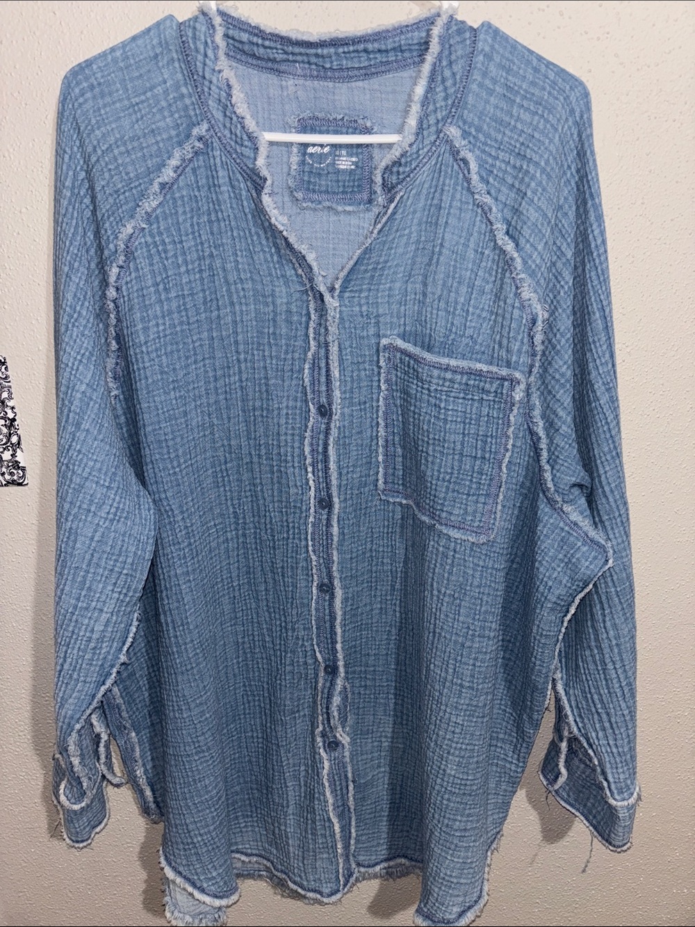 Aerie - Pool-to-Party Gauzy Cover-Up Shirt (size x-large)